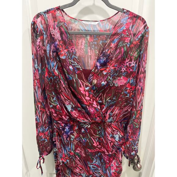 Amanda Uprichard Amani Long Sleeve Mini Dress in Bloom Sz L - Picture 3 of 9